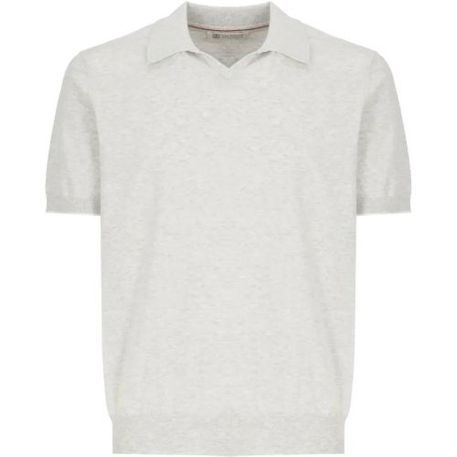 Refined Grey Cotton Polo Shirt - Größe 48 - BRUNELLO CUCINELLI - Modalova