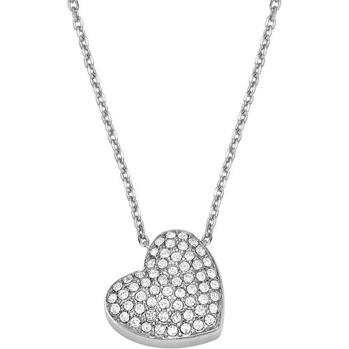 Halskette - Sadie Glitz Heart Stainless Steel Pendant Necklace - Gr. unisize - in Silber - für Damen - Fossil - Modalova
