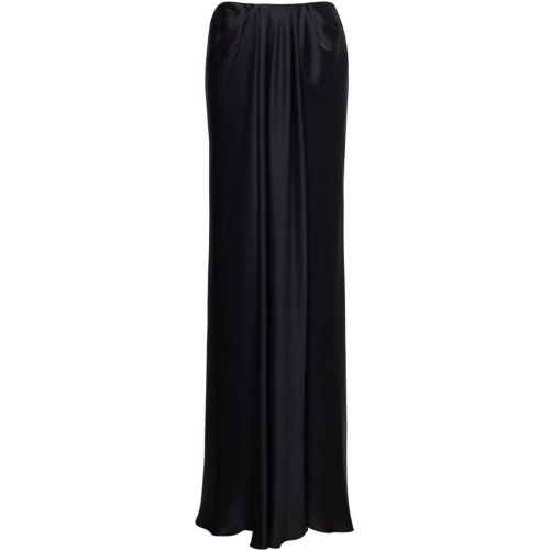 Black Pleated Black Satin Maxi Skirt - Größe 40 - alberta ferretti - Modalova