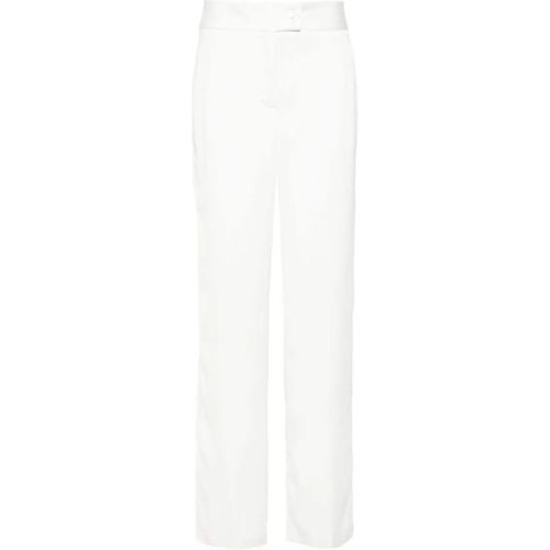 White Satin Finish Trousers With Logo - Größe 40 - Genny - Modalova