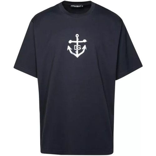 Navy Cotton T-Shirt - Größe 48 - blue - Dolce&Gabbana - Modalova