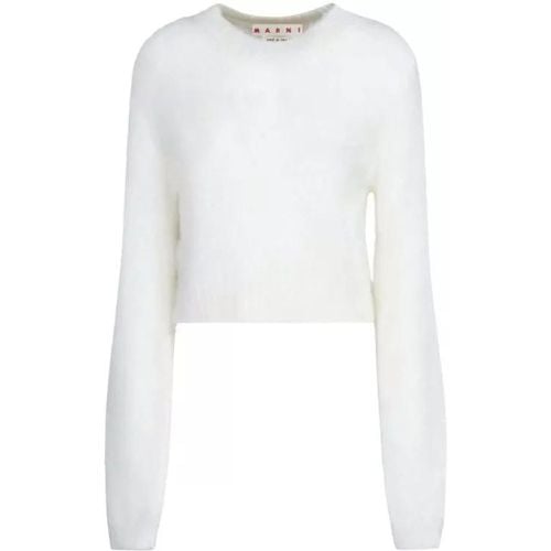 White Round-Neck Cropped Jumper - Größe 42 - Marni - Modalova