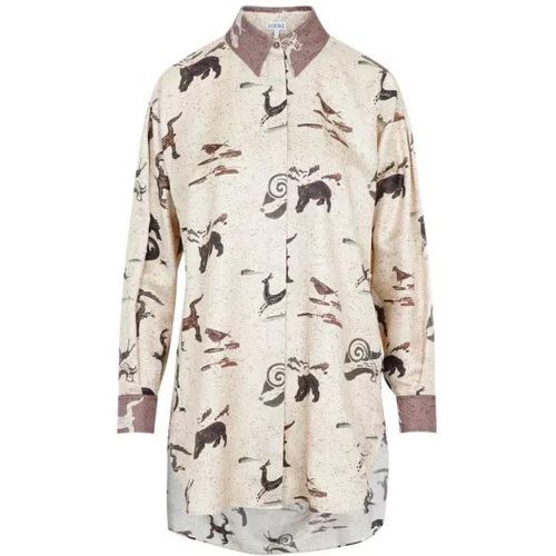 Beige Silk Animal Oversize Shirt - Größe 36 - Loewe - Modalova