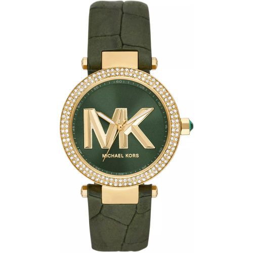Uhr - Parker Three-Hand Leather Watch - Gr. unisize - in Grün - für Damen - Michael Kors - Modalova