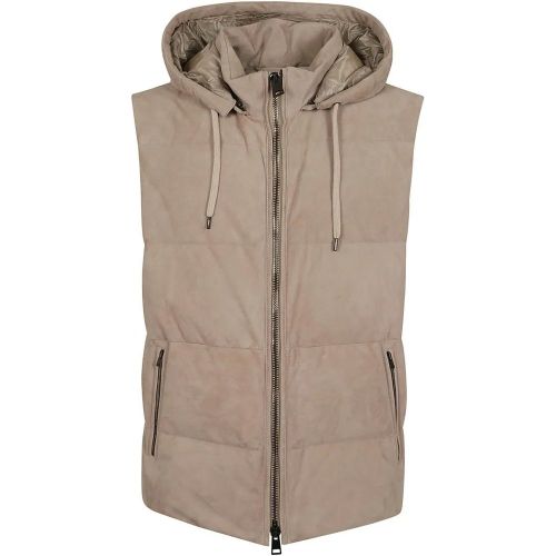 Sleeveless Suede Down Jacket With Drawstring Hood - Größe 54 - Herno - Modalova