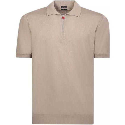 Cotton Zip Brown Polo Shirt - Größe XL - Kiton - Modalova