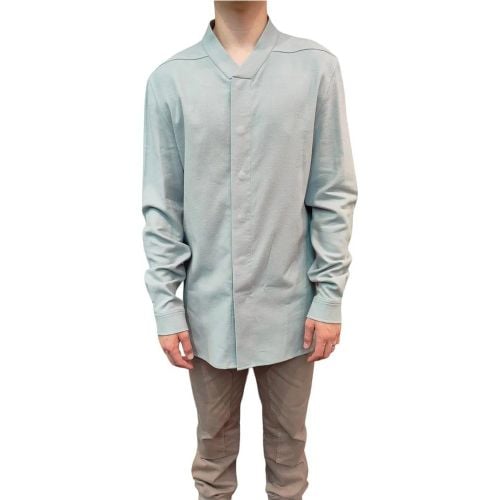 Chemise Pression Col V Flanelle ciel Snap collar R - Größe 50 - Rick Owens - Modalova