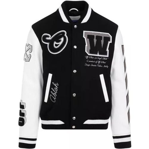 Varsity Wool Leather Jacket - Größe 50 - Off-White - Modalova