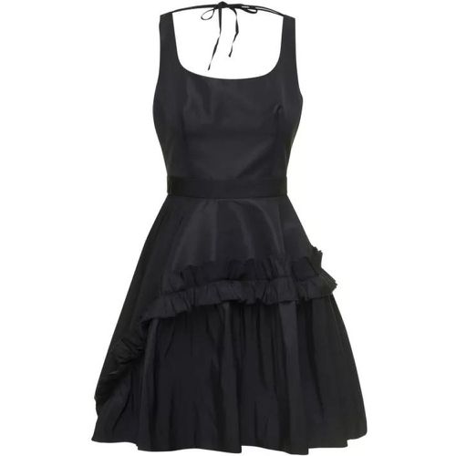 Black Mini Dress With Oversize Ruche In Polyfaille - Größe 42 - black - alexander mcqueen - Modalova