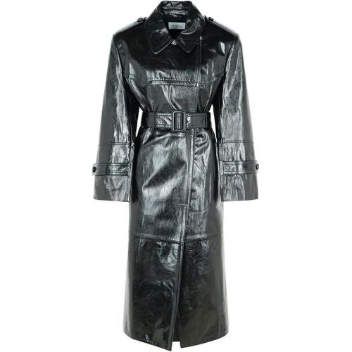 Alfeo12' Black Leather Trench Coat - Größe 38 - SPORTMAX - Modalova