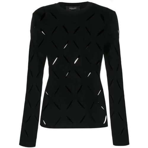 Cut-Out Knitted Jumper - Größe 40 - black - Versace - Modalova