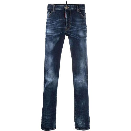 Logo-Patch Straight-Leg Blue Denim Jeans - Größe 46 - Dsquared2 - Modalova