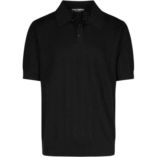 Black Silk Polo Shirt - Größe 48 - Dolce&Gabbana - Modalova