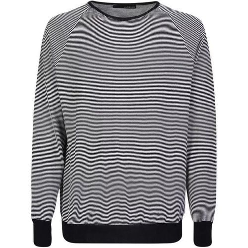 Striped Contrast-Trim Sweatshirt - Größe L - blue - Lardini - Modalova