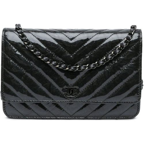 Portemonnaie - CC Chevron Quilted Crumpled Calfskin Wallet On Cha - Gr. unisize - in - für Damen - Chanel - Modalova