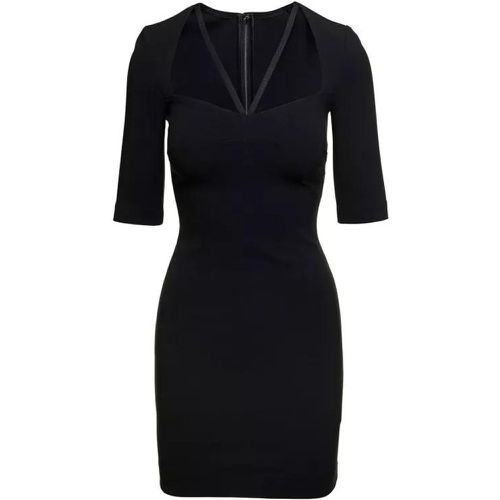 Black Mini Dress With Short Sleeves And Neckline D - Größe 44 - black - Dolce&Gabbana - Modalova