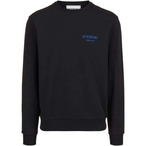 Regular fit black crewneck sweatshirt with embroid - Größe S - Iceberg - Modalova