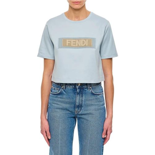 Light Blue Ribbon T Shirt - Größe M - Fendi - Modalova