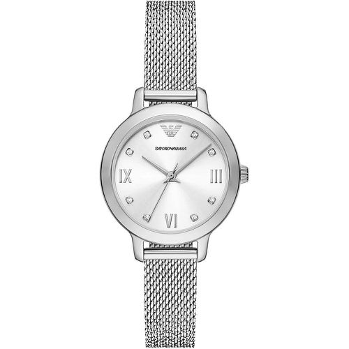 Uhr - Three-Hand Stainless Steel Mesh - Gr. unisize - in Silber - für Damen - Emporio Armani - Modalova