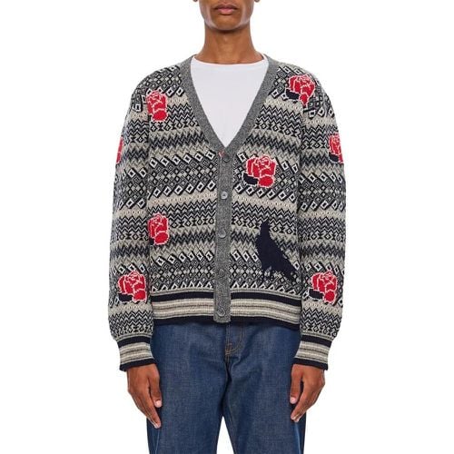 V Neck Cardigan In Shetland Wool And Mohair - Größe 2 - Thom Browne - Modalova