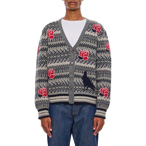 V Neck Cardigan In Shetland Wool And Mohair - Größe 2 - grau - Thom Browne - Modalova