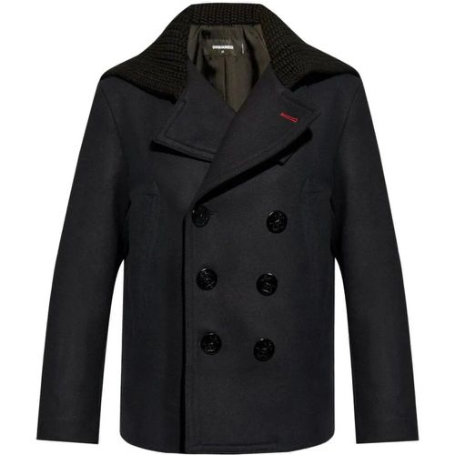 Knit-Panel Double-Breasted Jacket - Größe 48 - blau - Dsquared2 - Modalova