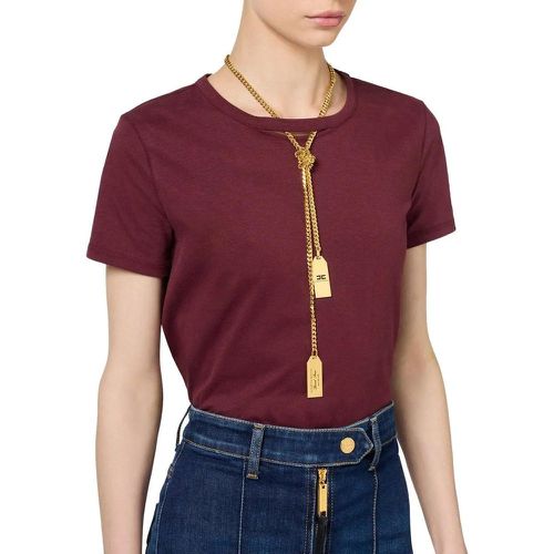 T-shirt Bordeaux Chaine gold Plaques Elisabetta Fr - Größe IT 42 - Elisabetta Franchi - Modalova