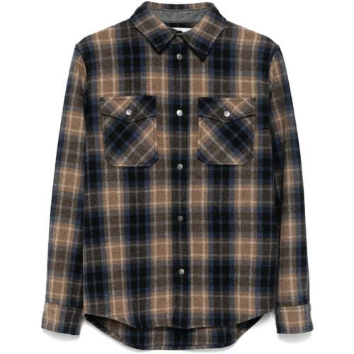 Brown/Blue Checked Wool Shirt - Größe L - Woolrich - Modalova