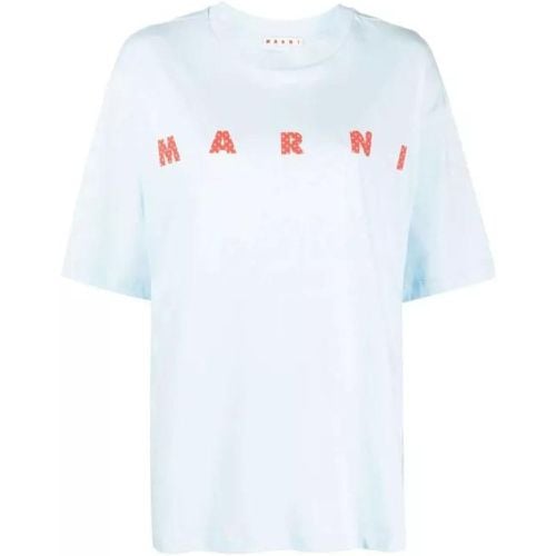 Logo-Print Cotton Short Sleeves T-Shirt - Größe 38 - blue - Marni - Modalova