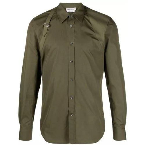 Pointed Collar Khaki Shirt - Größe 15 - green - alexander mcqueen - Modalova