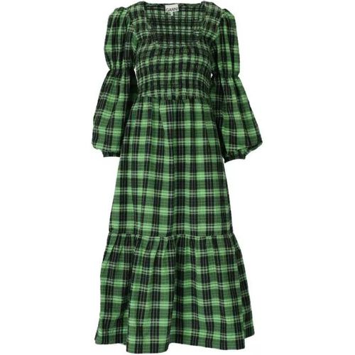 Green Checked Seersucker Dress - Größe XS - green - Ganni - Modalova