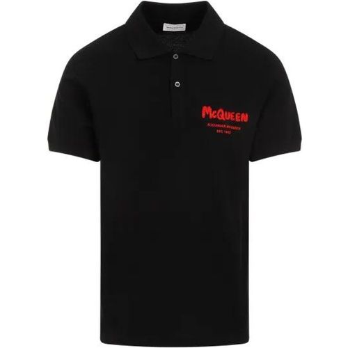 Graffiti Black Cotton Polo - Größe L - alexander mcqueen - Modalova