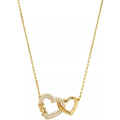 Halskette - 14K -Plated Pavé Interlocking Heart Necklace - Gr. unisize - in - für Damen - Michael Kors - Modalova