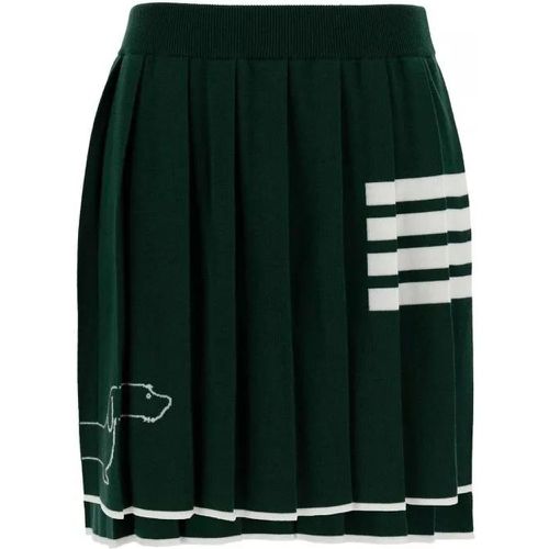 Green Pleated Mini-Skirt With Dachshund Print And - Größe 36 - green - Thom Browne - Modalova