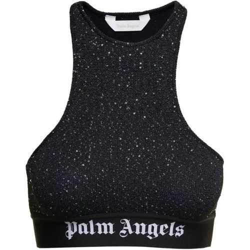 Black 'Soiree' Knitted Top With Contrasting Logo I - Größe L - black - Palm Angels - Modalova