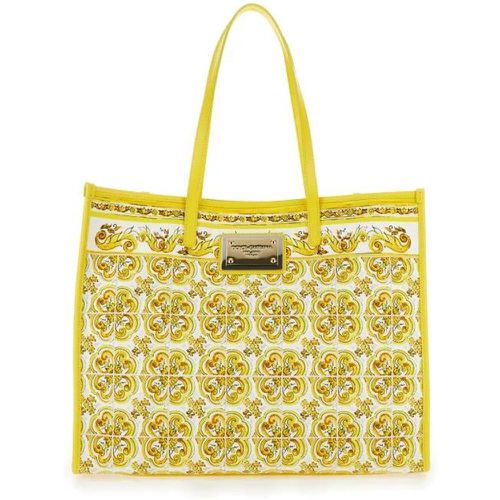 Tote - Yellow And White Tote Bag With Majolica Print And - Gr. unisize - in - für Damen - Dolce&Gabbana - Modalova