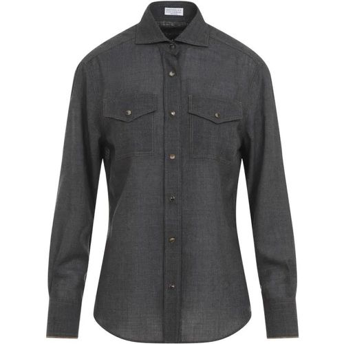 Dark Grey Virgin Wool Shirt - Größe XS - BRUNELLO CUCINELLI - Modalova