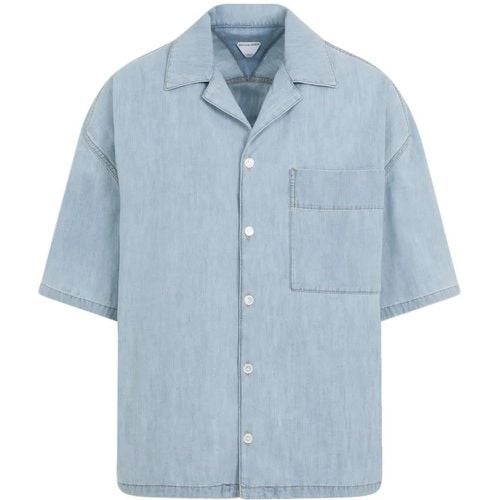 Light Bleach Blue Cotton Chambray Shirt - Größe 46 - Bottega Veneta - Modalova