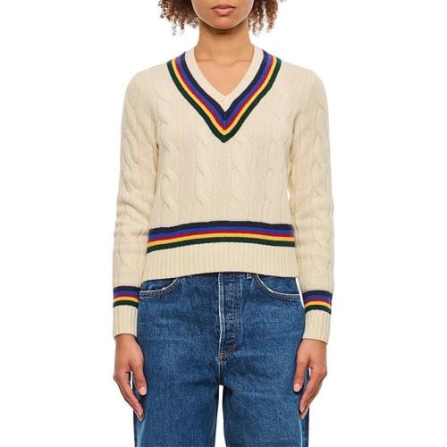 Cableknit V Neck Pullover - Größe M - Polo Ralph Lauren - Modalova