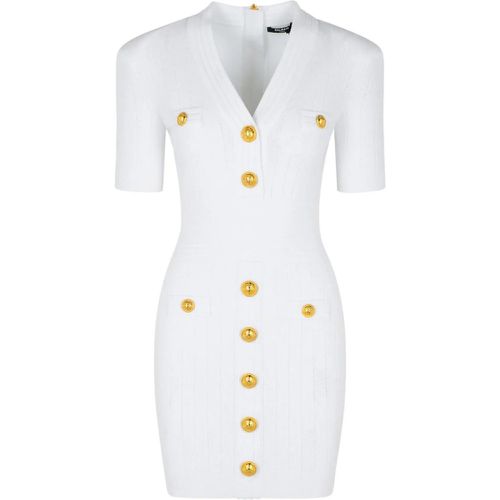 White Viscose Blend Dress - Größe 36 - Balmain - Modalova