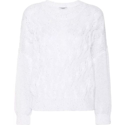 White Sequin-Embellished Cable-Knit Knitwear Jumpe - Größe 42 - white - PESERICO - Modalova