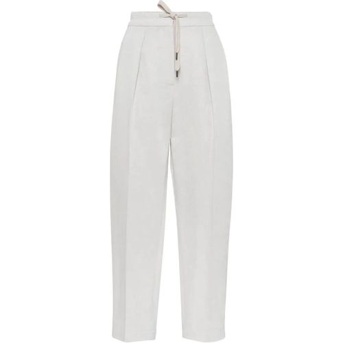 Off-White Cotton-Linen Blend Gabardine Trousers - Größe 42 - BRUNELLO CUCINELLI - Modalova