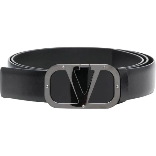 Gürtel - Logo Black Leather Belt - Gr. 110 - in - für Damen - Valentino - Modalova