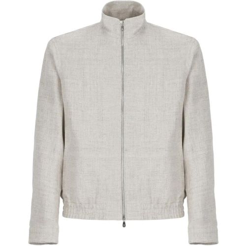 Grey Linen Bomber Jacket - Größe 48 - BRUNELLO CUCINELLI - Modalova