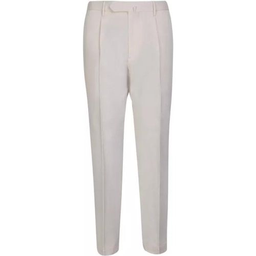 White Linen And Cotton Blend Trousers - Größe 46 - white - Dell'oglio - Modalova