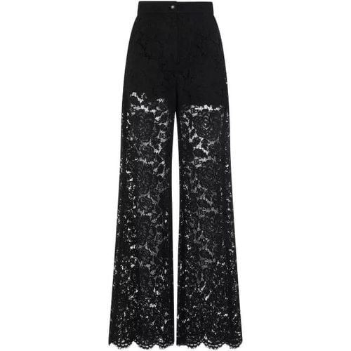 Black Cotton Lace Pants - Größe 38 - Dolce&Gabbana - Modalova