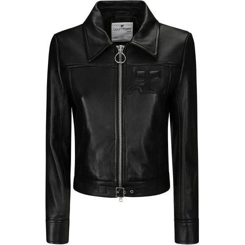 Leather Jacket With Zip Closure - Größe 40 - Courrèges - Modalova