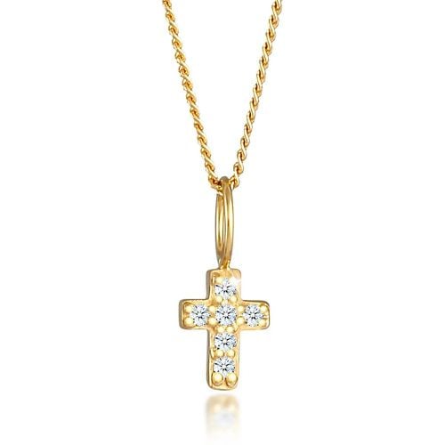 Halsketten - Halskette Kreuz Religion Diamanten (0.03 ct.) 585 - Gr. unisize - in - für Damen - Elli - Modalova