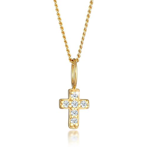 Halsketten - Halskette Kreuz Religion Diamanten (0.03 ct.) 585 - Gr. unisize - in - für Damen - Elli - Modalova