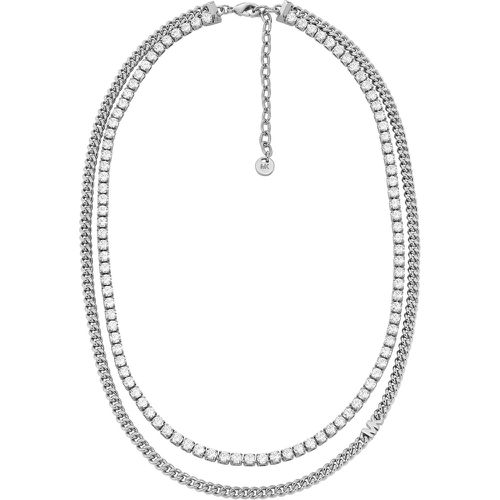 Halskette - Platinum-Plated Mixed Tennis Double Layer Necklace - Gr. unisize - in Silber - für Damen - Michael Kors - Modalova